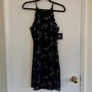 Fortune + Ivy Milla Navy Floral Embroidered Dress